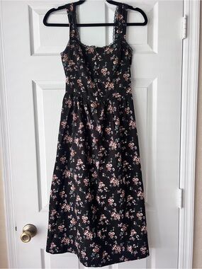 And Now This Black Floral Midi Dress